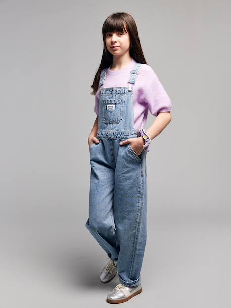 Salopette fille denim bleu clair 1 - vertbaudet enfant 