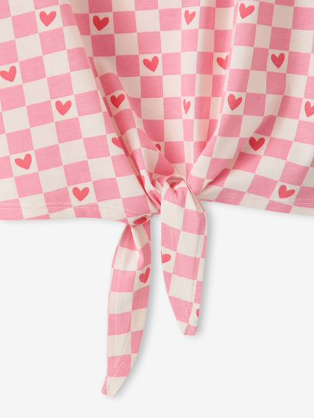 T-shirt fille imprimé noeud fantaisie manches courtes blanc+lavande+rose 12 - vertbaudet enfant 