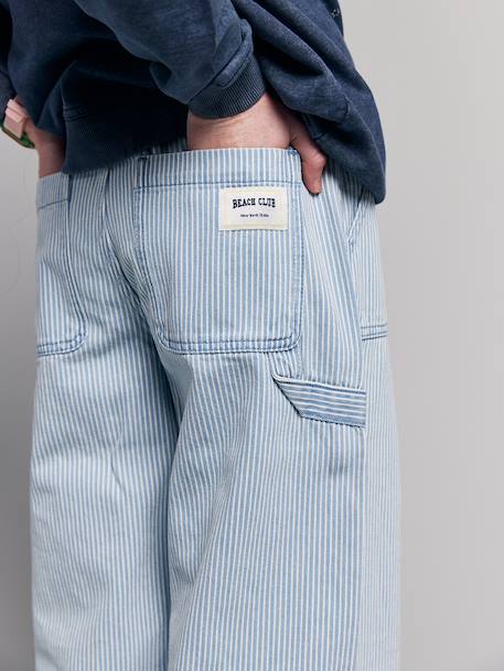 Pantalon large fille rayé rayé bleu 2 - vertbaudet enfant 