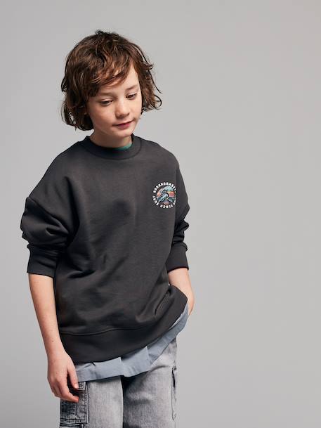 Sweat garçon col rond oversize anthracite 6 - vertbaudet enfant 