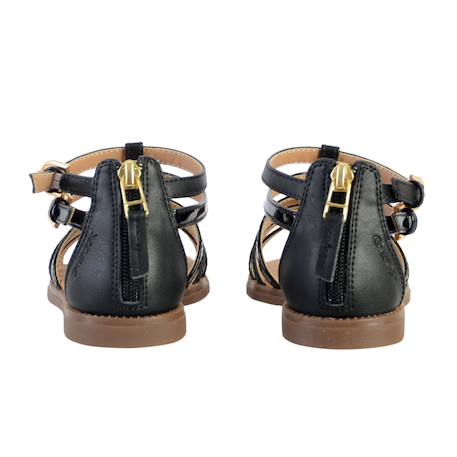 Sandales en cuir à brides Argent+Noir+Rose 10 - vertbaudet enfant 