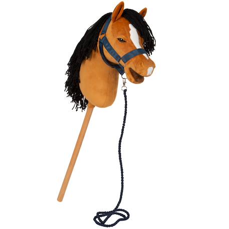 Cheval bâton d’équitation avec tête en peluche, accessoires et bâton en bois démontable Marron+Noir 2 - vertbaudet enfant 