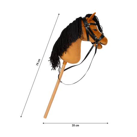 Cheval bâton d’équitation avec tête en peluche, accessoires et bâton en bois démontable Marron+Noir 4 - vertbaudet enfant 