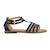 Sandales en cuir à brides Argent+Noir+Rose 7 - vertbaudet enfant 