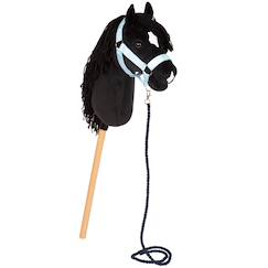 Jouet-Cheval bâton d’équitation avec tête en peluche, accessoires et bâton en bois démontable