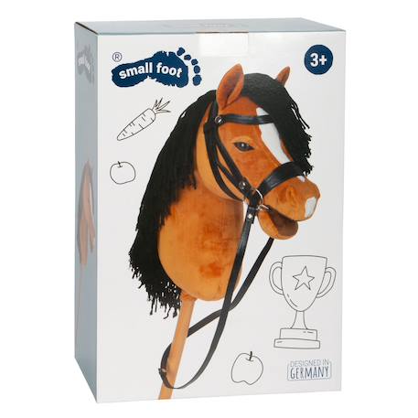 Cheval bâton d’équitation avec tête en peluche, accessoires et bâton en bois démontable Marron+Noir 6 - vertbaudet enfant 