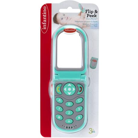 Téléphone bébé électronique à clapet avec sons, lumières et miroir intégré Vert, gris 4 - vertbaudet enfant 