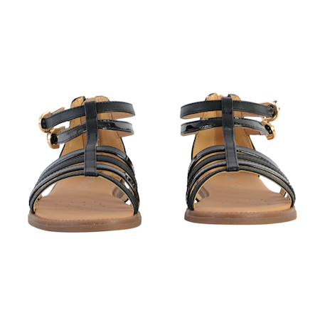 Sandales en cuir à brides Argent+Noir+Rose 11 - vertbaudet enfant 