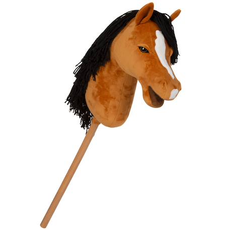 Cheval bâton d’équitation avec tête en peluche, accessoires et bâton en bois démontable Marron+Noir 3 - vertbaudet enfant 