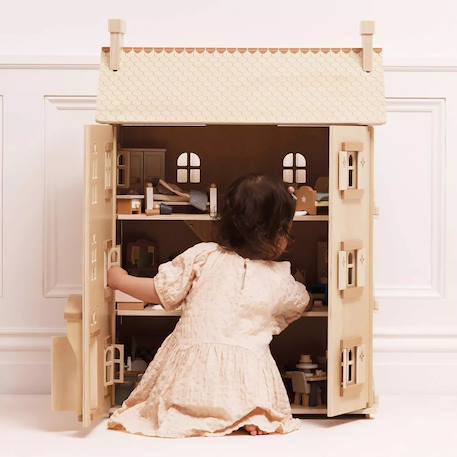 Grande maison de poupées en bois naturel Beige 5 - vertbaudet enfant 