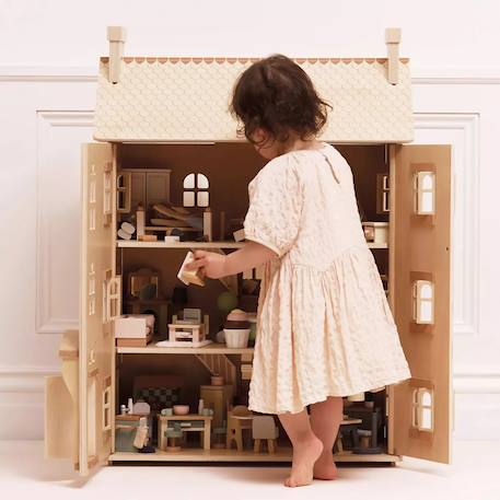 Grande maison de poupées en bois naturel Beige 4 - vertbaudet enfant 