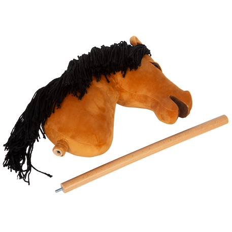 Cheval bâton d’équitation avec tête en peluche, accessoires et bâton en bois démontable Marron+Noir 5 - vertbaudet enfant 