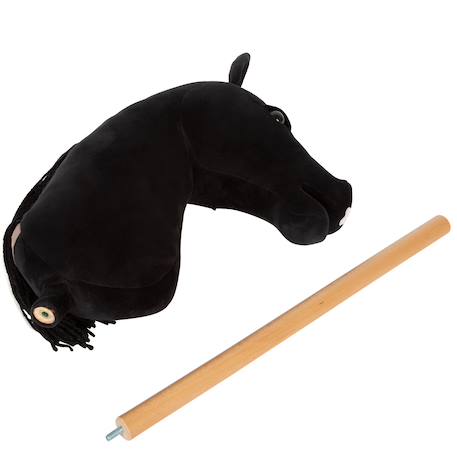 Cheval bâton d’équitation avec tête en peluche, accessoires et bâton en bois démontable Marron+Noir 11 - vertbaudet enfant 