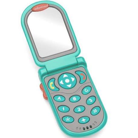 Téléphone bébé électronique à clapet avec sons, lumières et miroir intégré Vert, gris 1 - vertbaudet enfant 