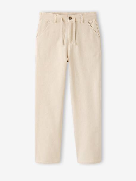 Pantalon twill coton et lin garçon taille ajustable écru 3 - vertbaudet enfant 