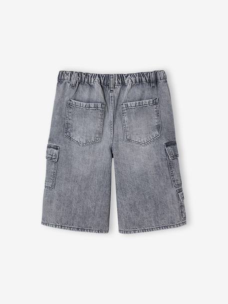 Bermuda skateur denim bleached+denim gris 14 - vertbaudet enfant 