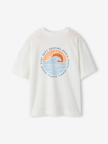 T-shirt garçon motif devant/dos effet délavé écru+vert d'eau 3 - vertbaudet enfant 