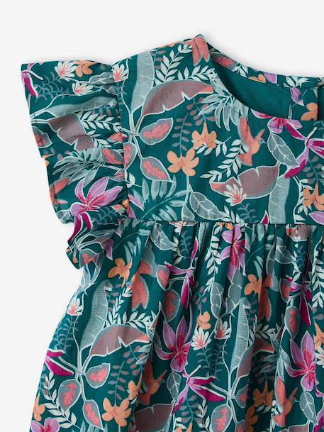 Robe fille imprimée fille manches à volants blanc imprimé+rose pâle+vert émeraude 12 - vertbaudet enfant 