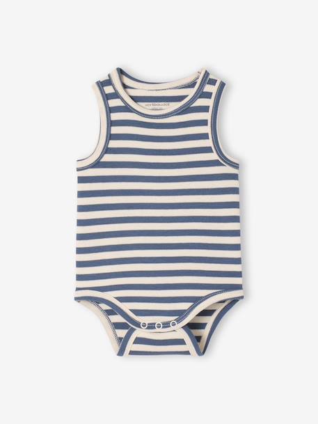 Lot 3 bodies bébé sans manches coton bio bleu 4 - vertbaudet enfant 