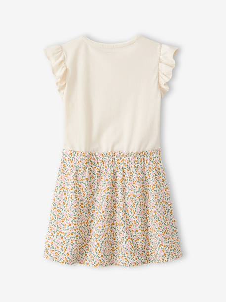 Robe fille effet 2 en 1 écru+indigo+rayé rose+rose pâle 4 - vertbaudet enfant 
