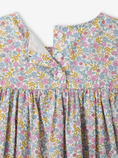 Robe fille imprimée fille manches à volants blanc imprimé+rose pâle+vert émeraude 4 - vertbaudet enfant 