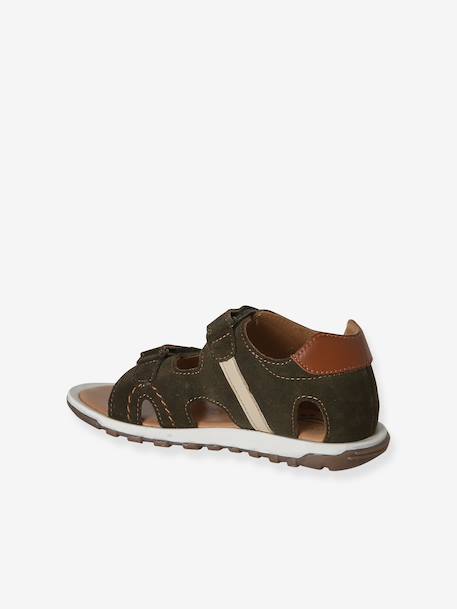 Sandales garçon cuir à scratchs kaki 3 - vertbaudet enfant 