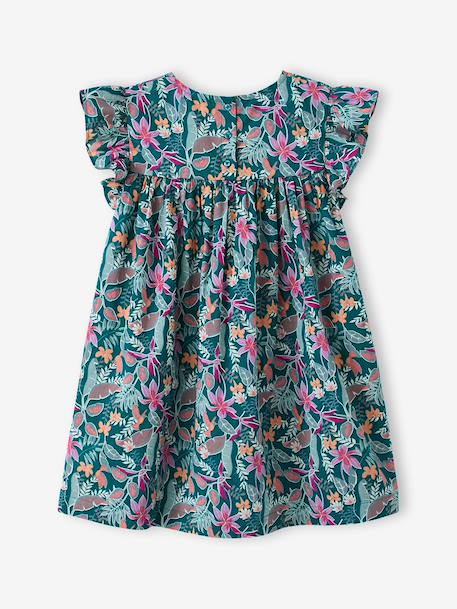 Robe fille imprimée fille manches à volants blanc imprimé+rose pâle+vert émeraude 11 - vertbaudet enfant 
