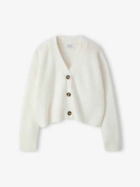Gilet court fille écru+gris chiné 1 - vertbaudet enfant 