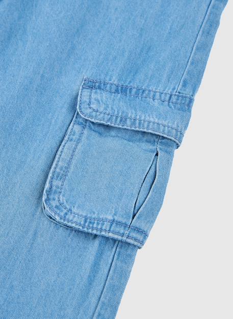 Pantalon fille denim  délavée Bleu 4 - vertbaudet enfant 