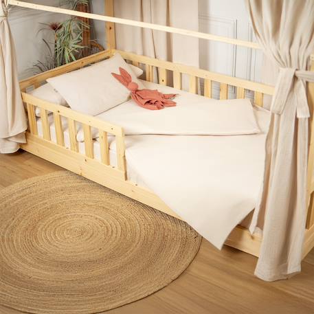 Housse de couette en gaze de coton jeanne Beige+Blanc+Blanc à pois or+Bleu+Camel+Écru+Gris clair+Rose+Terracotta+Vert de gris 3 - vertbaudet enfant 