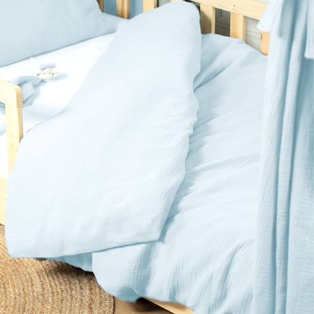 Parure de lit housse de couette et taie d'oreiller jeanne Beige+Blanc+Blanc à pois or+Bleu+Camel+Écru+Terracotta+Vert de gris 19 - vertbaudet enfant 