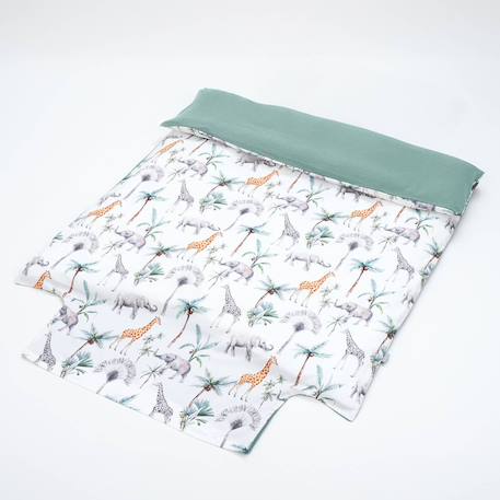 Housse de couette réversible safari Safari, vert, gris, blanc 6 - vertbaudet enfant 