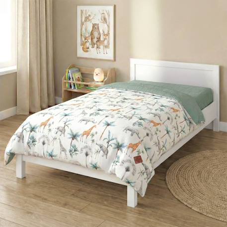 Housse de couette réversible safari Safari, vert, gris, blanc 2 - vertbaudet enfant 