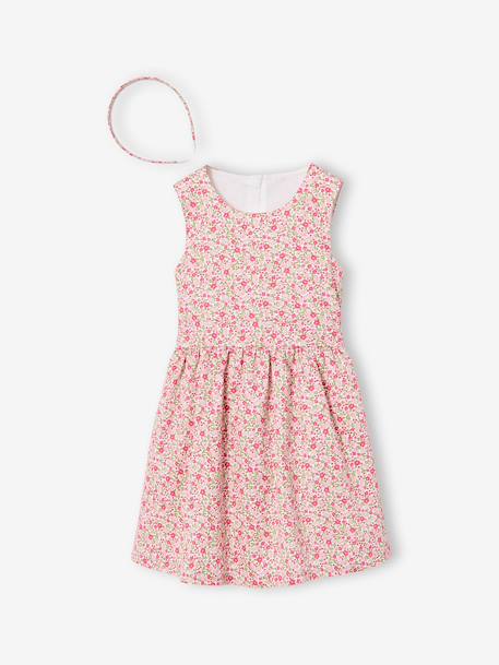 Ensemble 3 pièces robe cardigan serre tête rose pâle 2 - vertbaudet enfant 