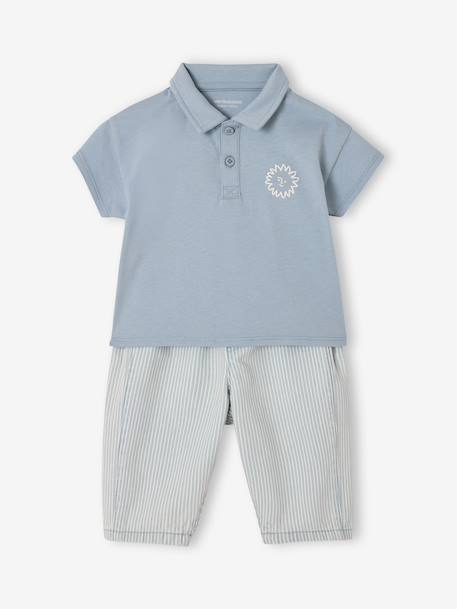 Ensemble polo pantalon bébé garçon rayé bleu 3 - vertbaudet enfant 