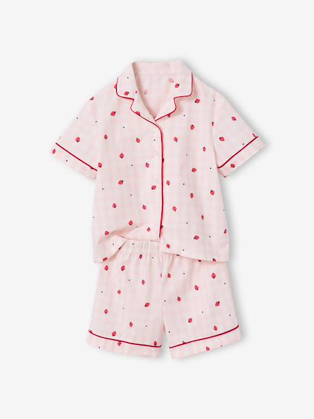 Fille-Pyjama, surpyjama-Ensemble pyjama short fraise