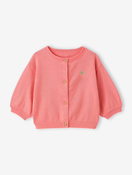 Gilet bébé en tricot broderie coeur blanc+corail 4 - vertbaudet enfant 