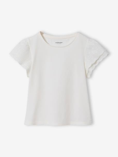 T-shirt manches courtes fille écru 1 - vertbaudet enfant 