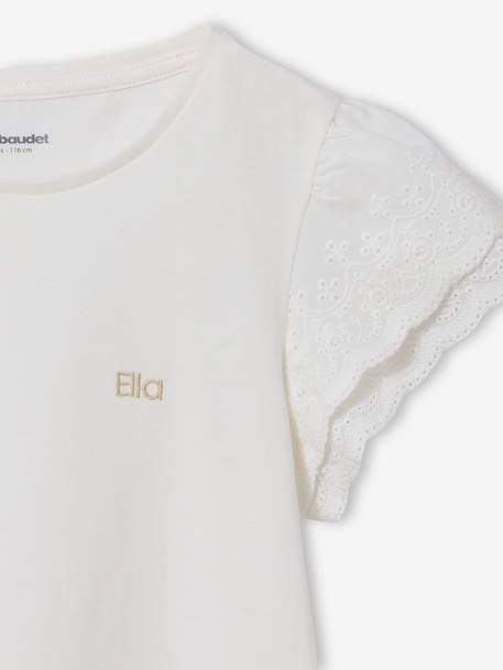 T-shirt manches courtes fille écru 4 - vertbaudet enfant 