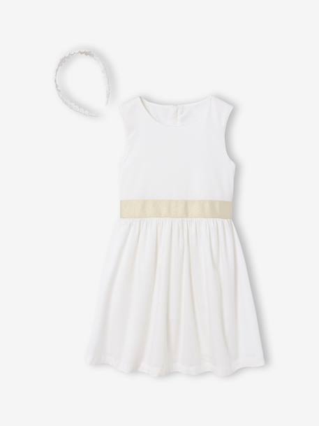 Ensemble robe patineuse boléro serre-tête blanc+vert sauge 2 - vertbaudet enfant 
