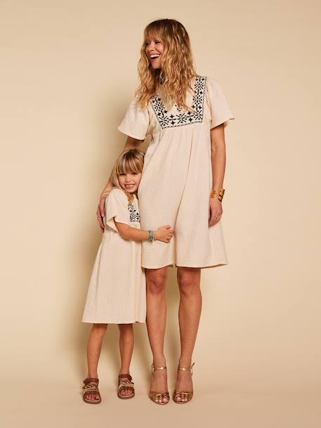 Robe gaze de coton femme Capsule mère-fille sable 2 - vertbaudet enfant 