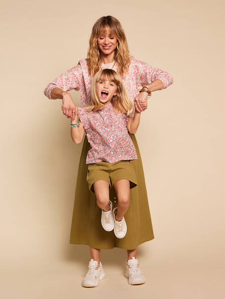 Short gaze de coton fille Capsule mère-fille olive 1 - vertbaudet enfant 