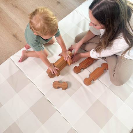Tapis de jeu Beige à carreaux+Beige à motifs+Bleu+Vert à motifs 3 - vertbaudet enfant 