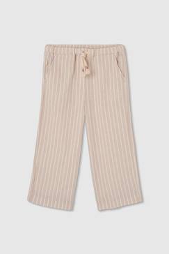 Pantalon fille en lin rayé  - vertbaudet enfant