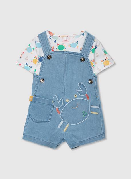 Bébé-Ensemble bébé t-shirt et salopette imprimée en denim