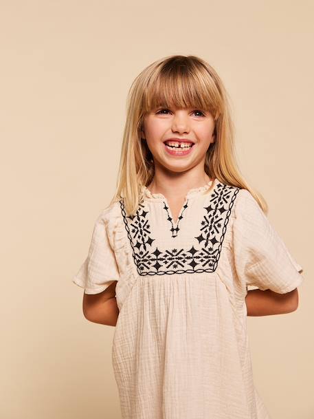 Robe brodée fille Capsule mère-fille sable 3 - vertbaudet enfant 