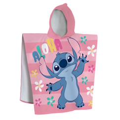 Linge de maison et décoration-Linge de bain-Cape de bain imprimée 100% coton, disney home stitch ohana