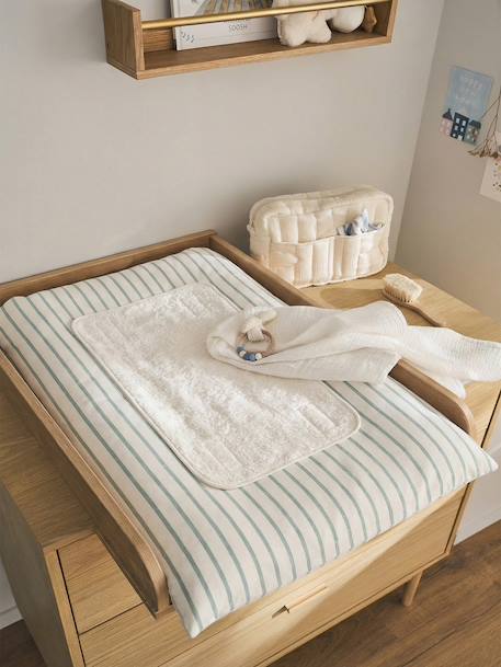 Housse matelas à langer personnalisable beige imprimé+écru / vert feuille+multicolore+vert sauge 18 - vertbaudet enfant 