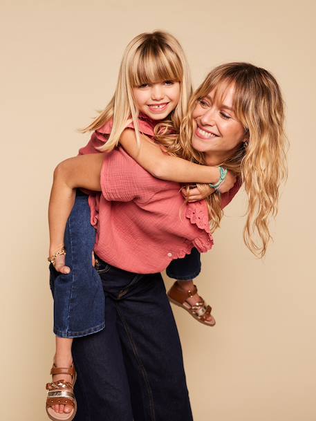 Blouse femme volant gaze Capsule mère-fille vieux rose 4 - vertbaudet enfant 
