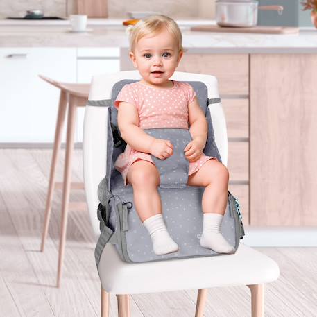 Chaise haute de voyage - sac hummus étoiles Gris+Rose 2 - vertbaudet enfant 